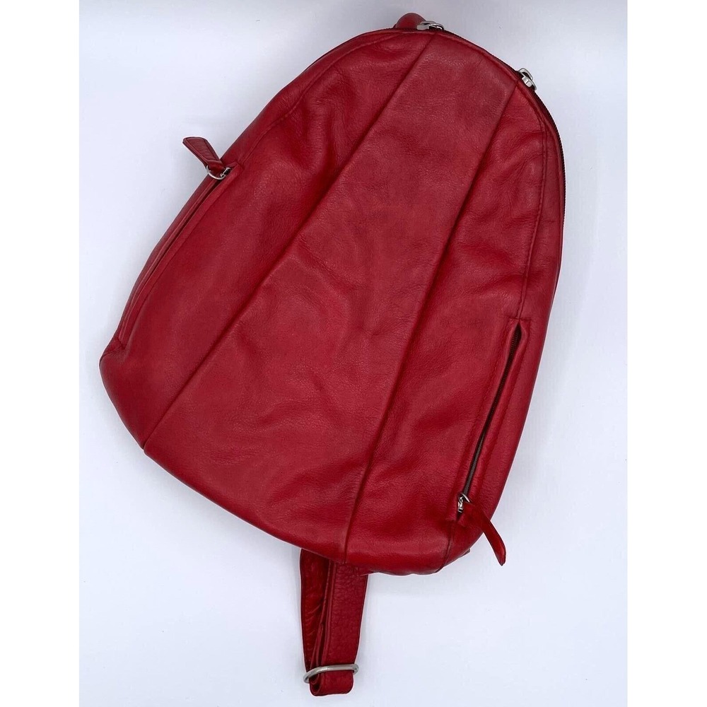 Marley Red Leather Backpack Purse Women's Convertible Shoulder Bag Zip Pockets